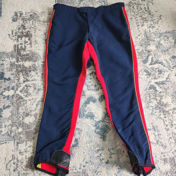 ROFFE Navy And Red Stretch Ski Snow Pant Vintage Zip Ankles - Picture 1 of 13